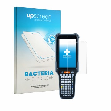 Parte frontale di una confezione del prodotto con il logo del marchio upscreen. Accanto è raffigurato il dispositivo Datalogic
