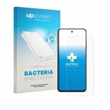 Parte frontal de un envase de producto con el logotipo de la marca upscreen. Al lado se muestra el dispositivo realme C71 con 
