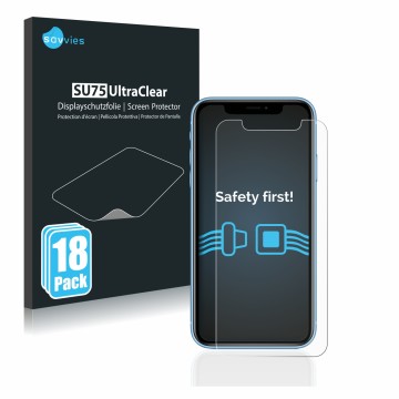 Parte frontale di una confezione del prodotto con il logo del marchio Savvies. Accanto è raffigurato il dispositivo Apple iPho