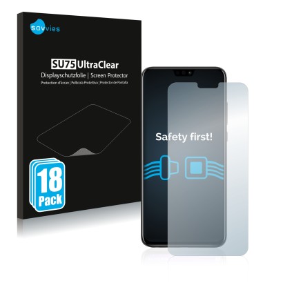 Parte frontal de un envase de producto con el logotipo de la marca Savvies. Al lado se muestra el dispositivo Honor 8X con su 