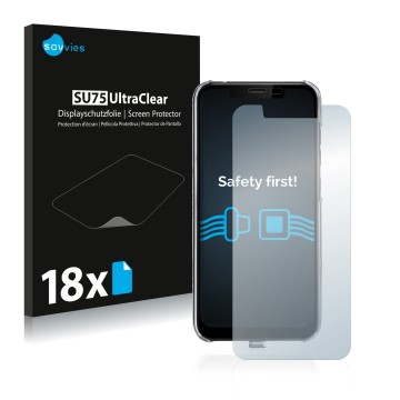 Parte frontale di una confezione del prodotto con il logo del marchio Savvies. Accanto è raffigurato il dispositivo Gigaset GS