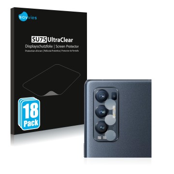 Face avant d’un emballage produit avec le logo de la marque Savvies. À côté, l’appareil Oppo Find X3 Neo (Caméra UNIQUEMENT) e