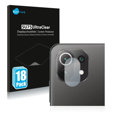 Front side of a product packaging with the brand logo Savvies. Next to it is the device Xiaomi Mi 11 Lite 5G (ONLY Camera Lens