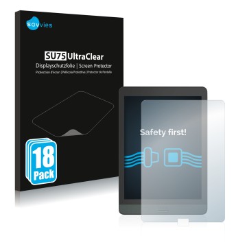 Parte frontal de un envase de producto con el logotipo de la marca Savvies. Al lado se muestra el dispositivo Boox Nova 3 con 