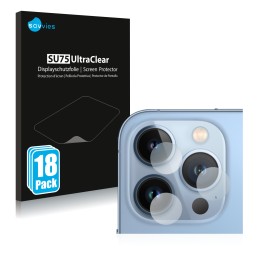 Vorderseite einer Produktverpackung mit dem Markenlogo Savvies. Daneben ist das Gerät Apple iPhone 13 Pro Max (NUR Kameraschut