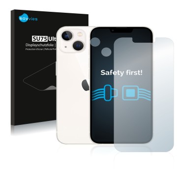 Parte frontale di una confezione del prodotto con il logo del marchio Savvies. Accanto è raffigurato il dispositivo Apple iPho