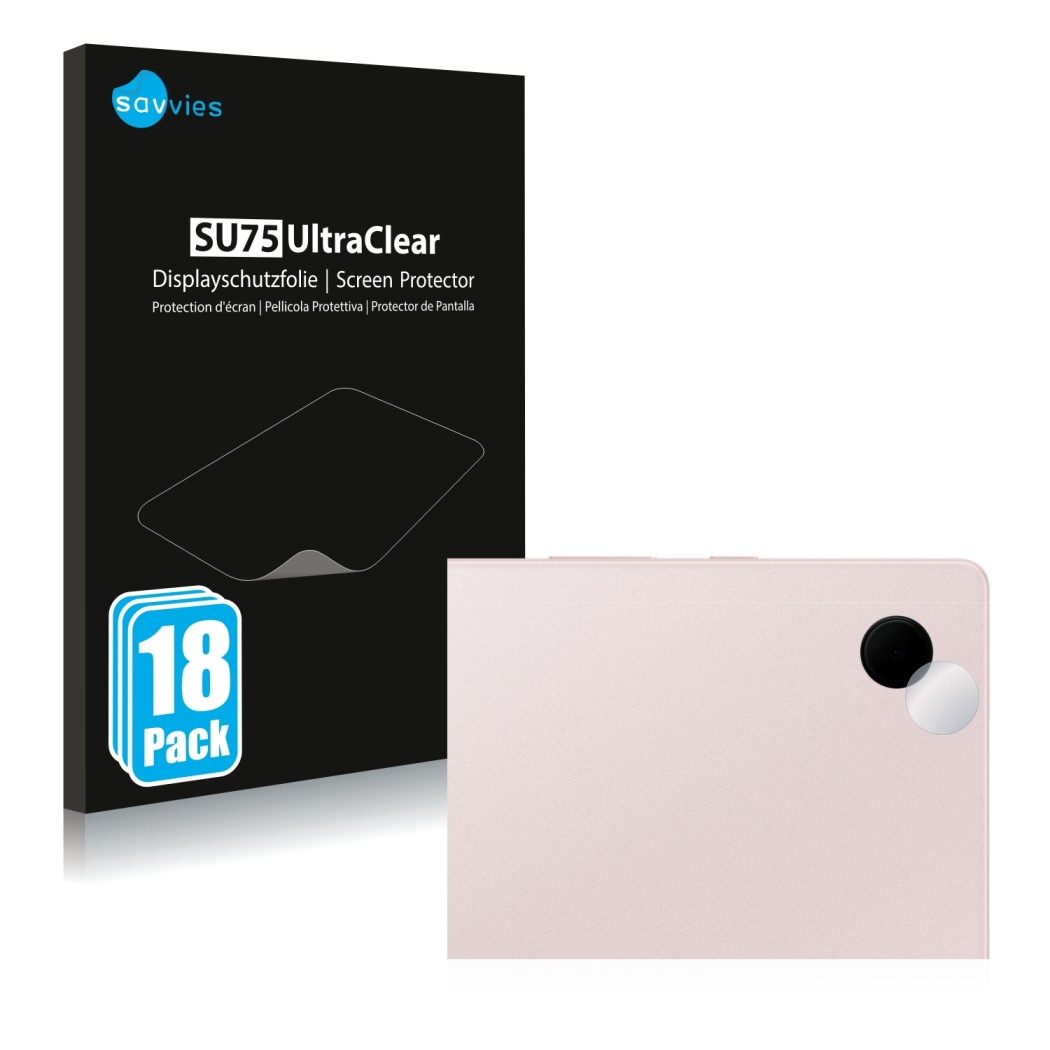 Parte frontale di una confezione del prodotto con il logo del marchio Savvies. Accanto è raffigurato il dispositivo Samsung Ga