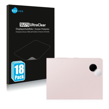 Front side of a product packaging with the brand logo Savvies. Next to it is the device Samsung Galaxy Tab A8 WiFi (ONLY Camer