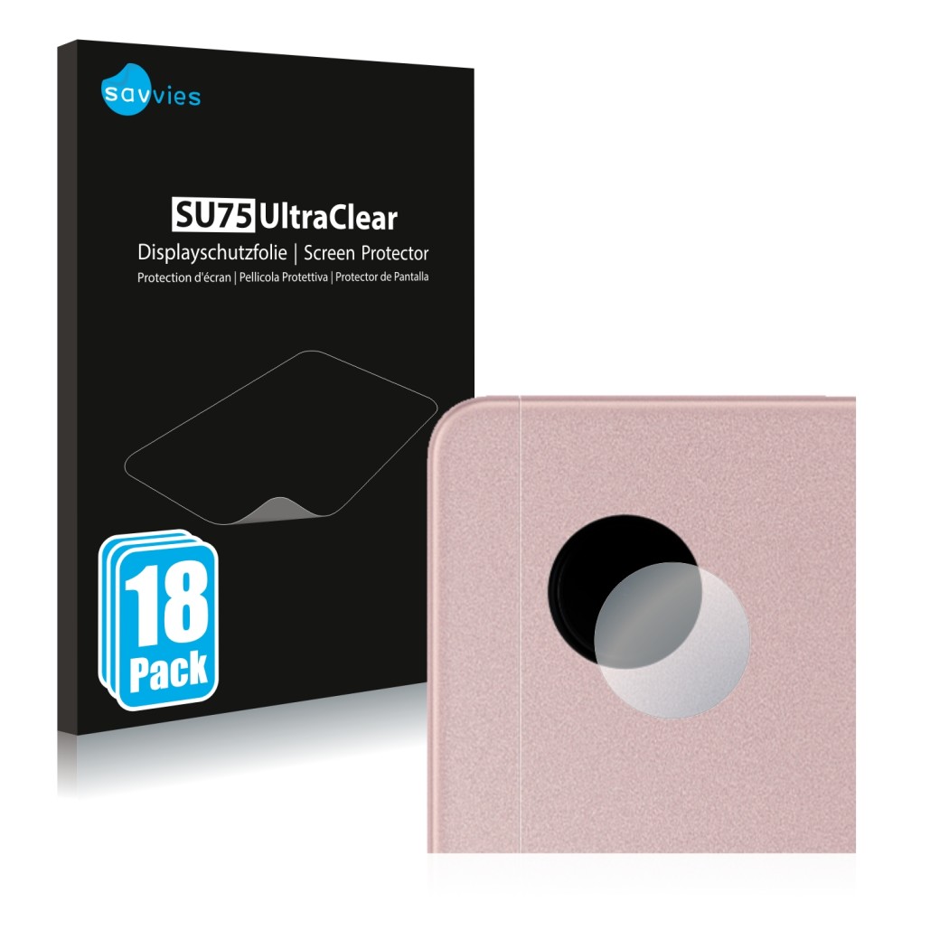 Vorderseite einer Produktverpackung mit dem Markenlogo Savvies. Daneben ist das Gerät Samsung Galaxy Tab A8 LTE (NUR Kamerasch