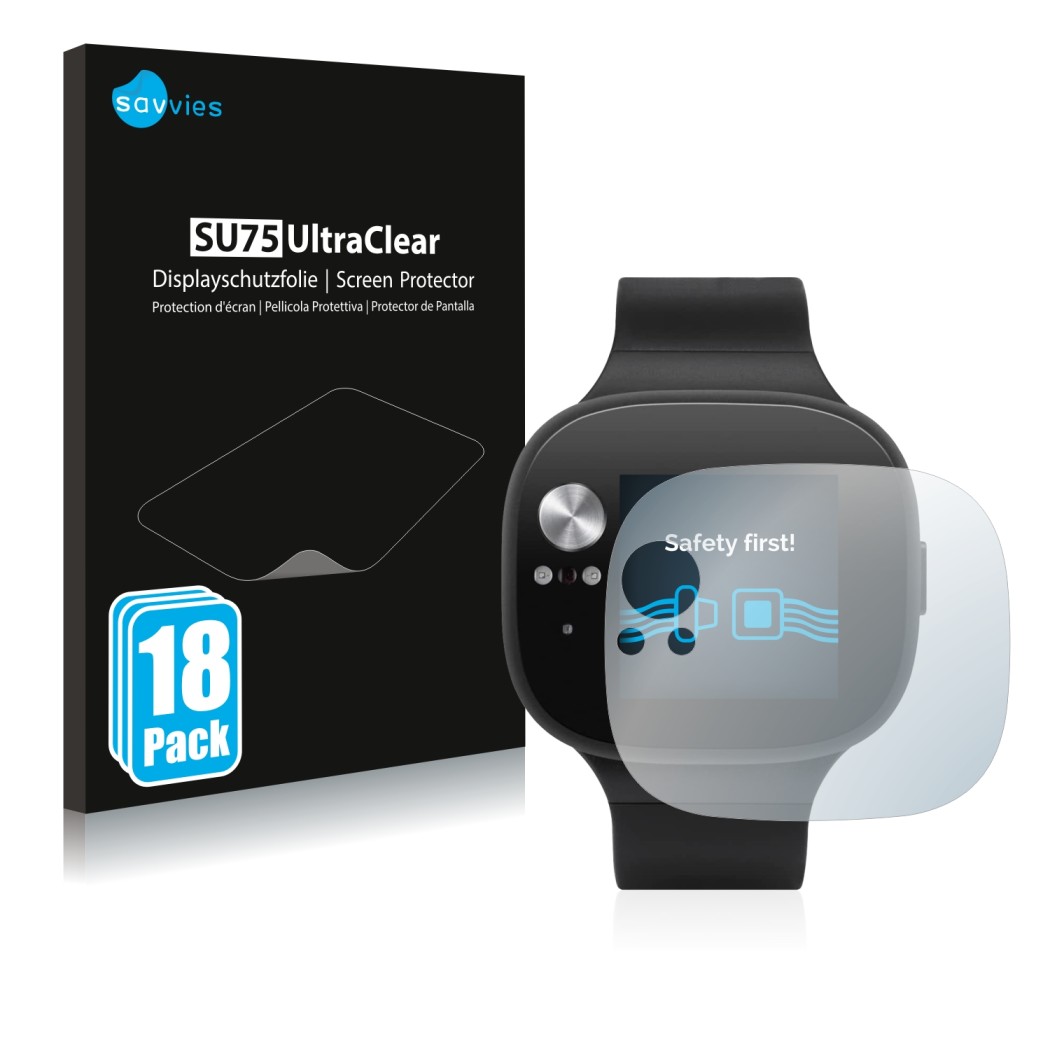 Parte frontale di una confezione del prodotto con il logo del marchio Savvies. Accanto è raffigurato il dispositivo ASUS Vivow