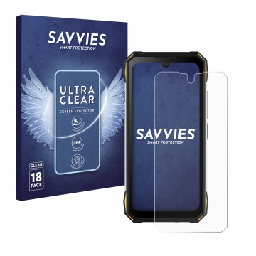 Parte frontale di una confezione del prodotto con il logo del marchio Savvies. Accanto è raffigurato il dispositivo Doogee S89