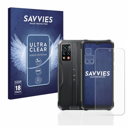 Parte frontale di una confezione del prodotto con il logo del marchio Savvies. Accanto è raffigurato il dispositivo Blackview 