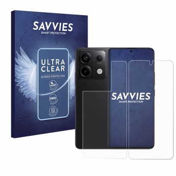 Parte frontale di una confezione del prodotto con il logo del marchio Savvies. Accanto è raffigurato il dispositivo Xiaomi Red