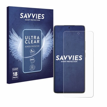 Front side of a product packaging with the brand logo Savvies. Next to it is the device Xiaomi 14T Pro shown with the correspo