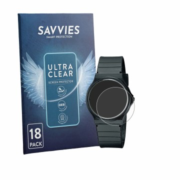 Parte frontale di una confezione del prodotto con il logo del marchio Savvies. Accanto è raffigurato il dispositivo Casio Coll