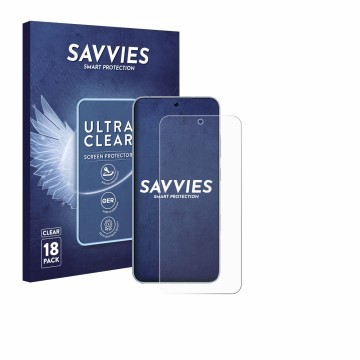 Front side of a product packaging with the brand logo Savvies. Next to it is the device Honor Win RT shown with the correspond