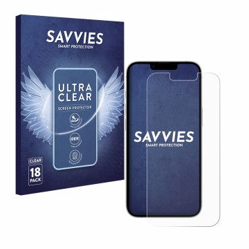 Parte frontal de un envase de producto con el logotipo de la marca Savvies. Al lado se muestra el dispositivo Apple iPhone 17e
