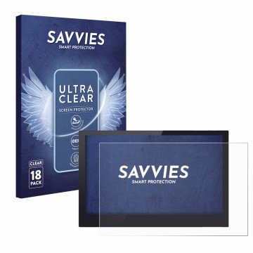 Front side of a product packaging with the brand logo Savvies. Next to it is the device Bigtreetech TFT50 V2.1 shown with the 