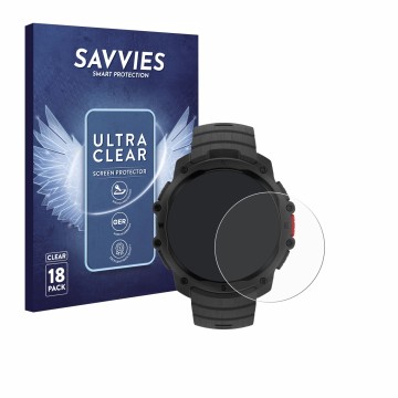 Front side of a product packaging with the brand logo Savvies. Next to it is the device Polar Street X shown with the correspo