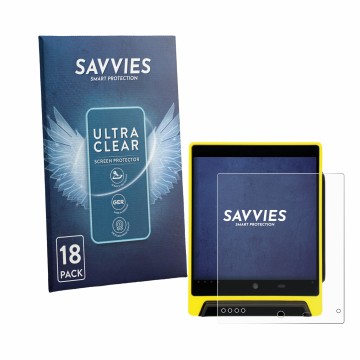 Face avant d’un emballage produit avec le logo de la marque Savvies. À côté, l’appareil Nayax VPOS Media 4 est représenté avec