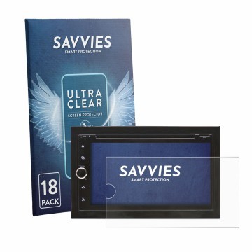 Parte frontal de un envase de producto con el logotipo de la marca Savvies. Al lado se muestra el dispositivo Blaupunkt Vienna