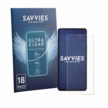 Parte frontale di una confezione del prodotto con il logo del marchio Savvies. Accanto è raffigurato il dispositivo Gigaset GS