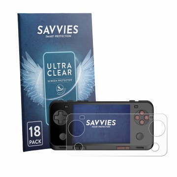 Face avant d’un emballage produit avec le logo de la marque Savvies. À côté, l’appareil Ayaneo Pocket ACE est représenté avec 