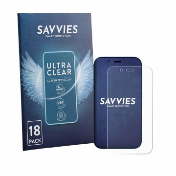 Parte frontale di una confezione del prodotto con il logo del marchio Savvies. Accanto è raffigurato il dispositivo Hisense U9