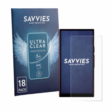 Front side of a product packaging with the brand logo Savvies. Next to it is the device Hiby R8 II shown with the correspondin