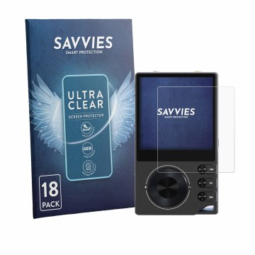 Face avant d’un emballage produit avec le logo de la marque Savvies. À côté, l’appareil Surfans F20 Pro est représenté avec la