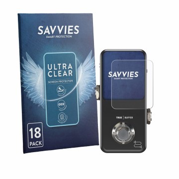 Face avant d’un emballage produit avec le logo de la marque Savvies. À côté, l’appareil TC Electronic POLYTUNE 3 Noir est repr