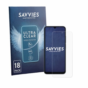 Vorderseite einer Produktverpackung mit dem Markenlogo Savvies. Daneben ist das Gerät Lagenio A12 Pro mit dem zugehörigen Disp