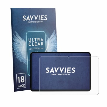 Vorderseite einer Produktverpackung mit dem Markenlogo Savvies. Daneben ist das Gerät RedMagic Gaming Tablet 5 Pro mit dem zug