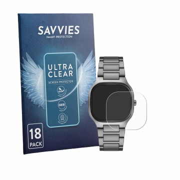 Face avant d’un emballage produit avec le logo de la marque Savvies. À côté, l’appareil Skagen Mellem SKW6936 est représenté a