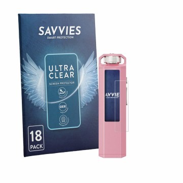 Front side of a product packaging with the brand logo Savvies. Next to it is the device FiiO SnowSky Echo Nano shown with the 