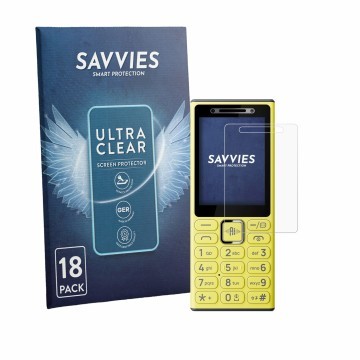 Parte frontale di una confezione del prodotto con il logo del marchio Savvies. Accanto è raffigurato il dispositivo Nokia 200 