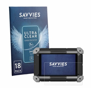 Parte frontal de un envase de producto con el logotipo de la marca Savvies. Al lado se muestra el dispositivo Topdon Phoenix L