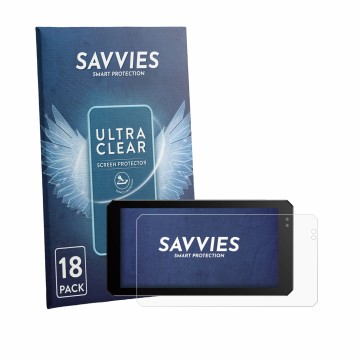 Parte frontal de un envase de producto con el logotipo de la marca Savvies. Al lado se muestra el dispositivo Jado S6 con su p