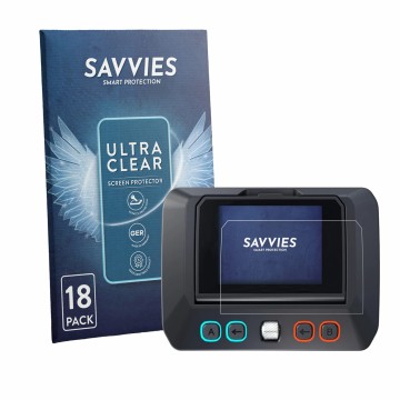 Face avant d’un emballage produit avec le logo de la marque Savvies. À côté, l’appareil SkyRc D8neo est représenté avec la pro