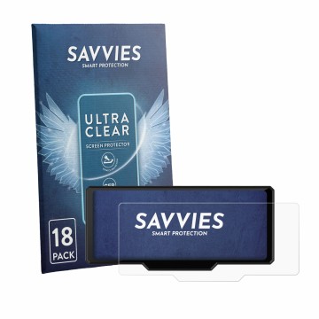 Parte frontal de un envase de producto con el logotipo de la marca Savvies. Al lado se muestra el dispositivo Carpuride W619B 