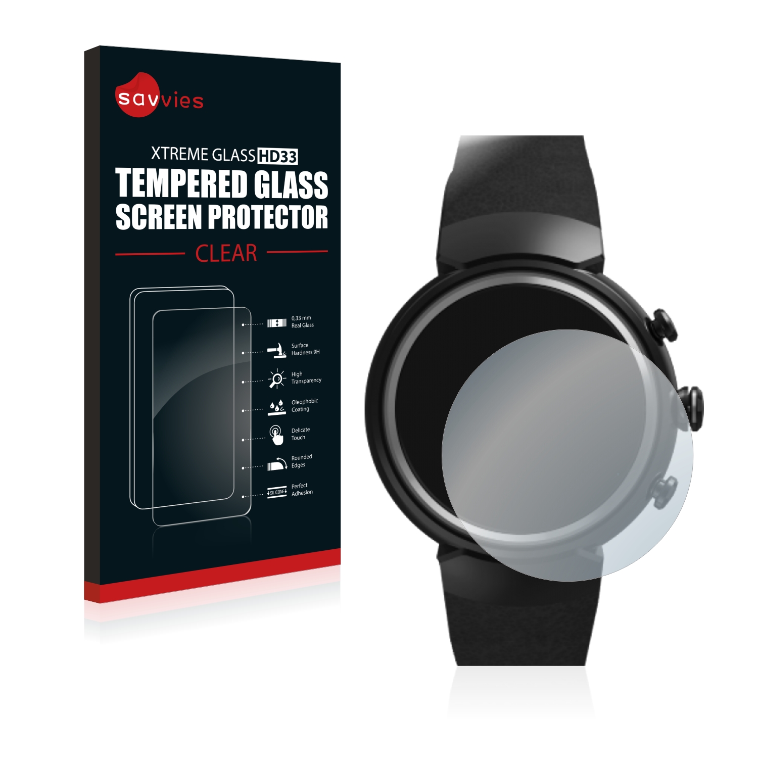 Tvrzené sklo Savvies Xtreme Glass HD33 pro Asus ZenWatch 3 1.39