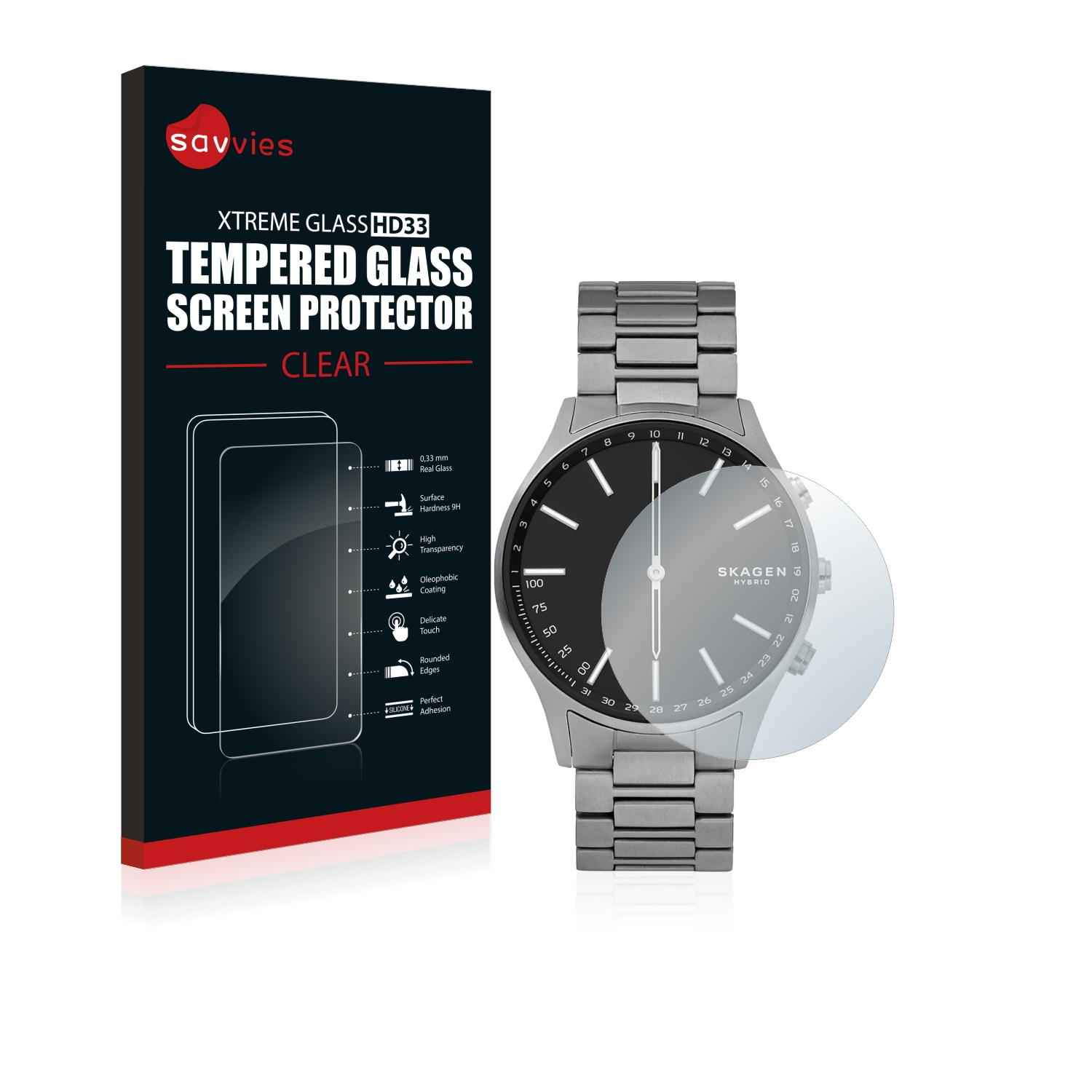 Savvies HD33 Clear Tempered Glass Screen Protector for Skagen