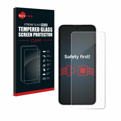 Parte frontale di una confezione del prodotto con il logo del marchio Savvies. Accanto è raffigurato il dispositivo Nothing Ph