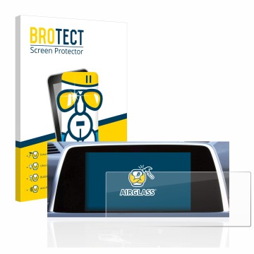 Front side of a product packaging with the brand logo BROTECT. Next to it is the device BMW 6 F13 Coupe 2011 iDrive Pro 10.2