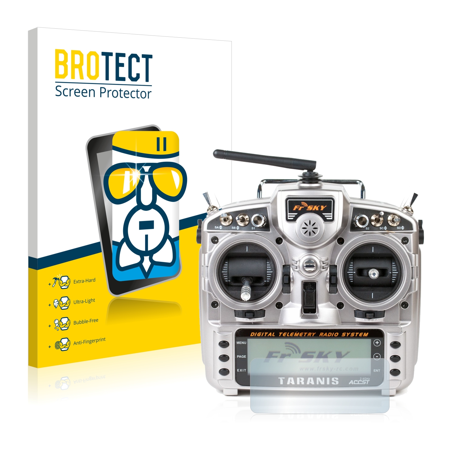 BROTECT AirGlass Glass Screen Protector for FrSky Taranis X9D Extra-Hard Screen Guard Ultra-Light