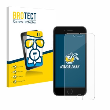 Parte frontale di una confezione del prodotto con il logo del marchio BROTECT. Accanto è raffigurato il dispositivo Apple iPho