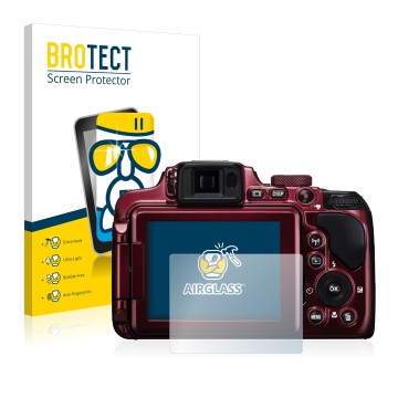 Parte frontale di una confezione del prodotto con il logo del marchio BROTECT. Accanto è raffigurato il dispositivo Nikon Cool