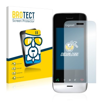 Vorderseite einer Produktverpackung mit dem Markenlogo BROTECT. Daneben ist das Gerät Gigaset SL910 (längliche Aussparung) mit