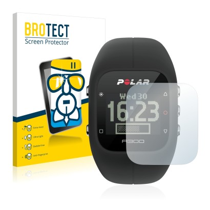 Face avant d’un emballage produit avec le logo de la marque BROTECT. À côté, l’appareil Polar A300 est représenté avec la prot