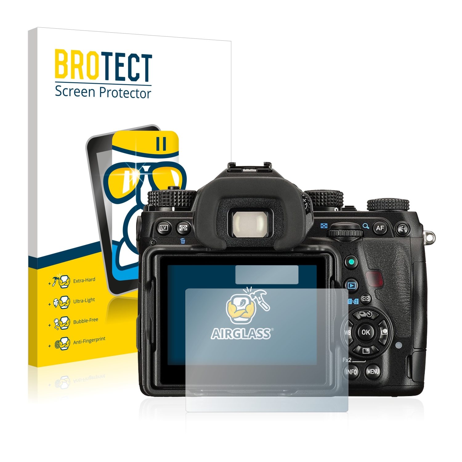 Hard-Coated Crystal-Clear 2X BROTECT HD-Clear Screen Protector for Pentax K-1 Mark II Dirt-Repellent 
